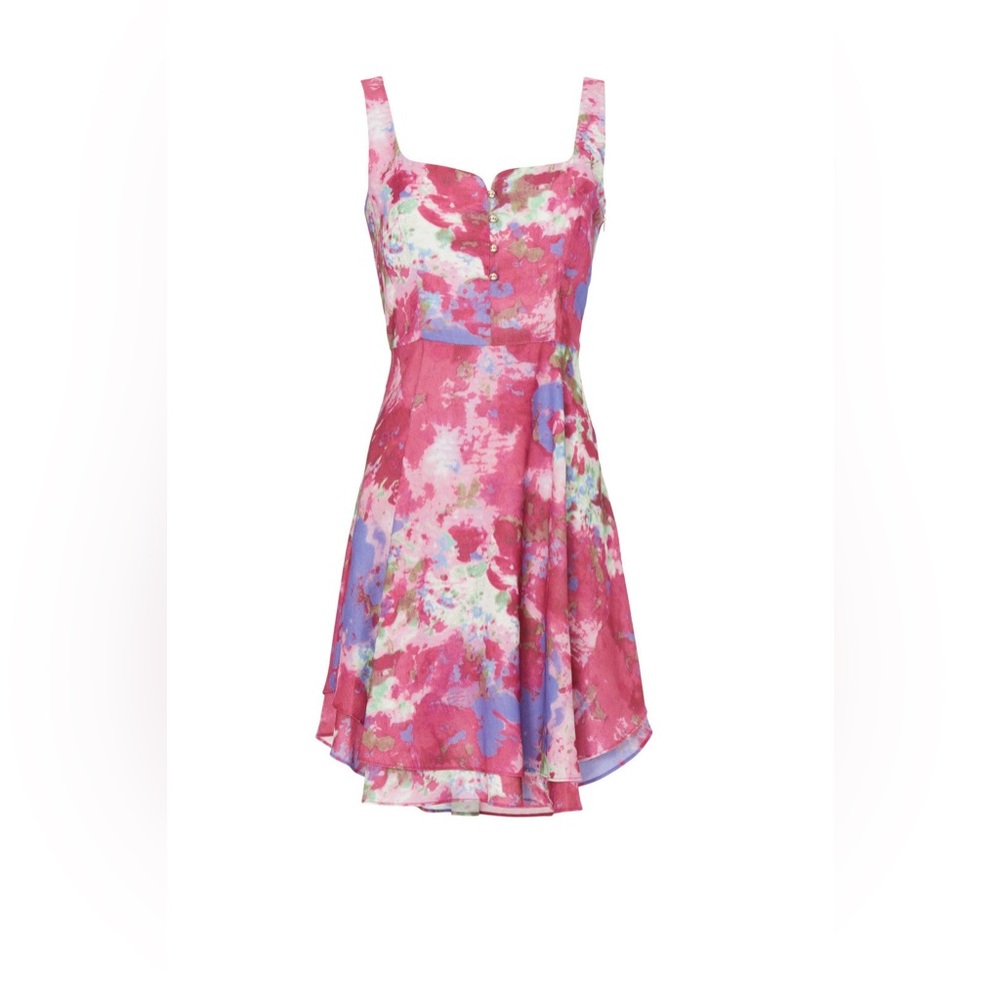 Vibrant Pink and Blue Floral Mini Dress